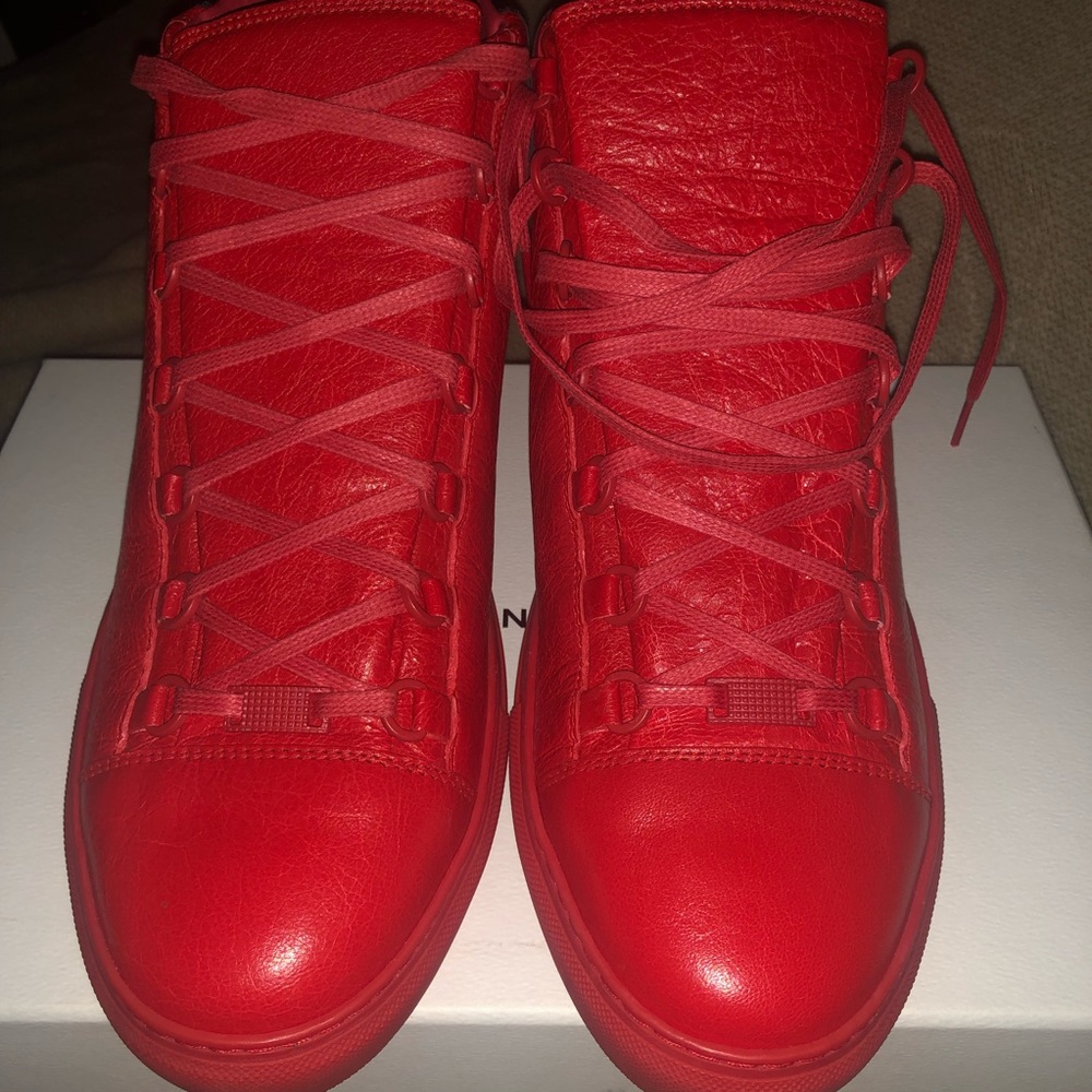 Balenciaga
Men's Arena Leather Mid-Top Sneakers